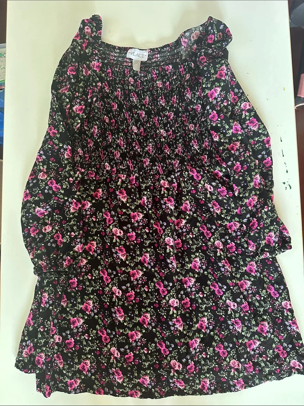 The Children's Place Black Mini Skirt with Pink Floral Print